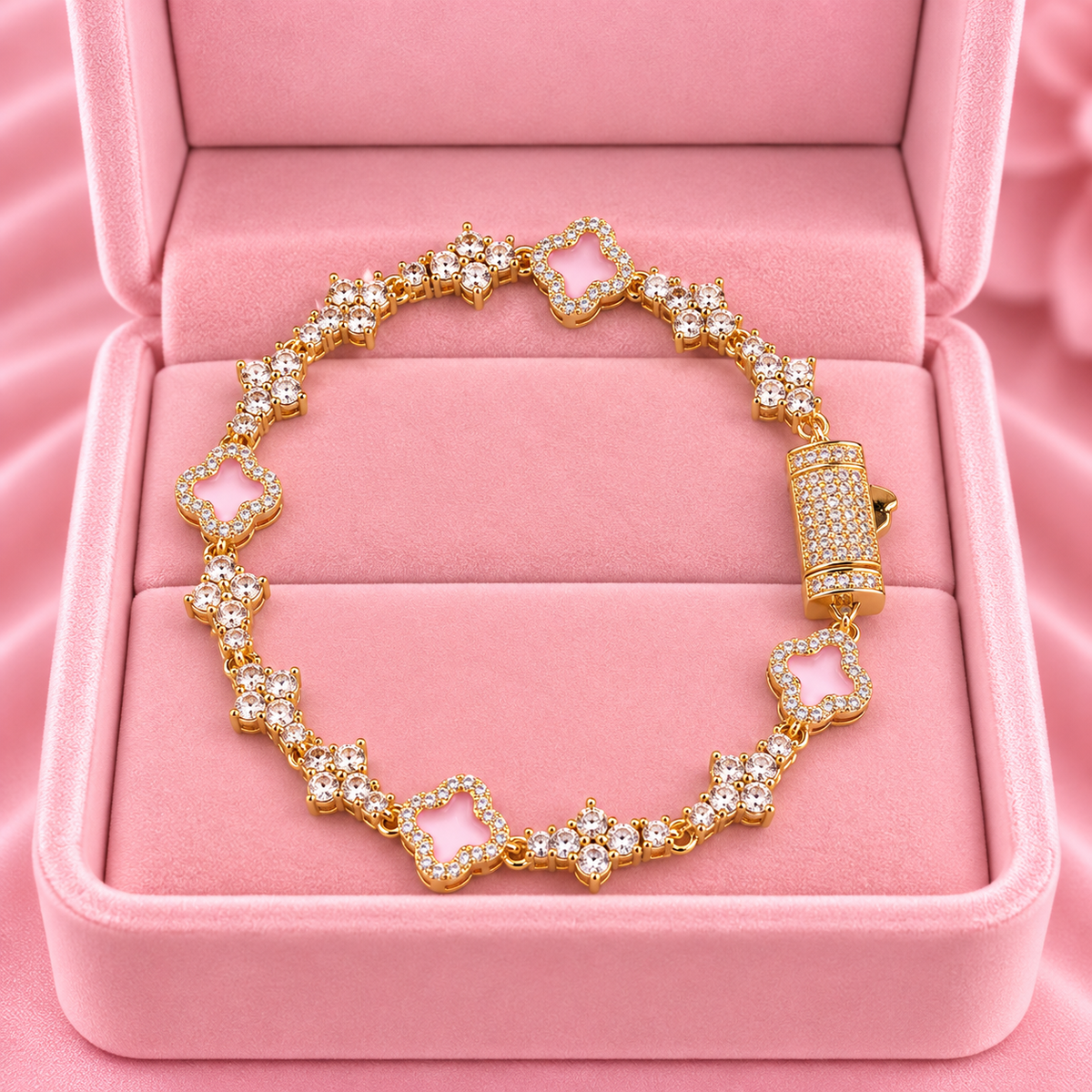 18k Pink Clover Bracelet